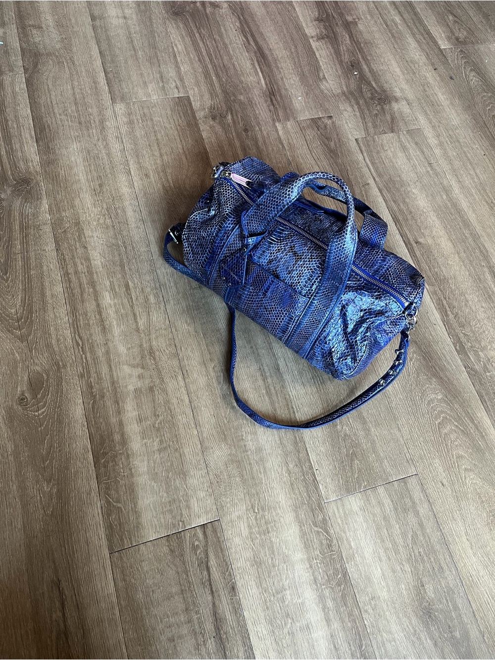 Rebecca Minkoff Blue Snake-Embossed Satchel